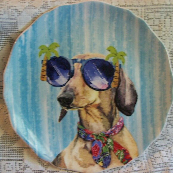 Decorative Dog Sunny Day Plate 8" Home Decor - Picture 1 of 3